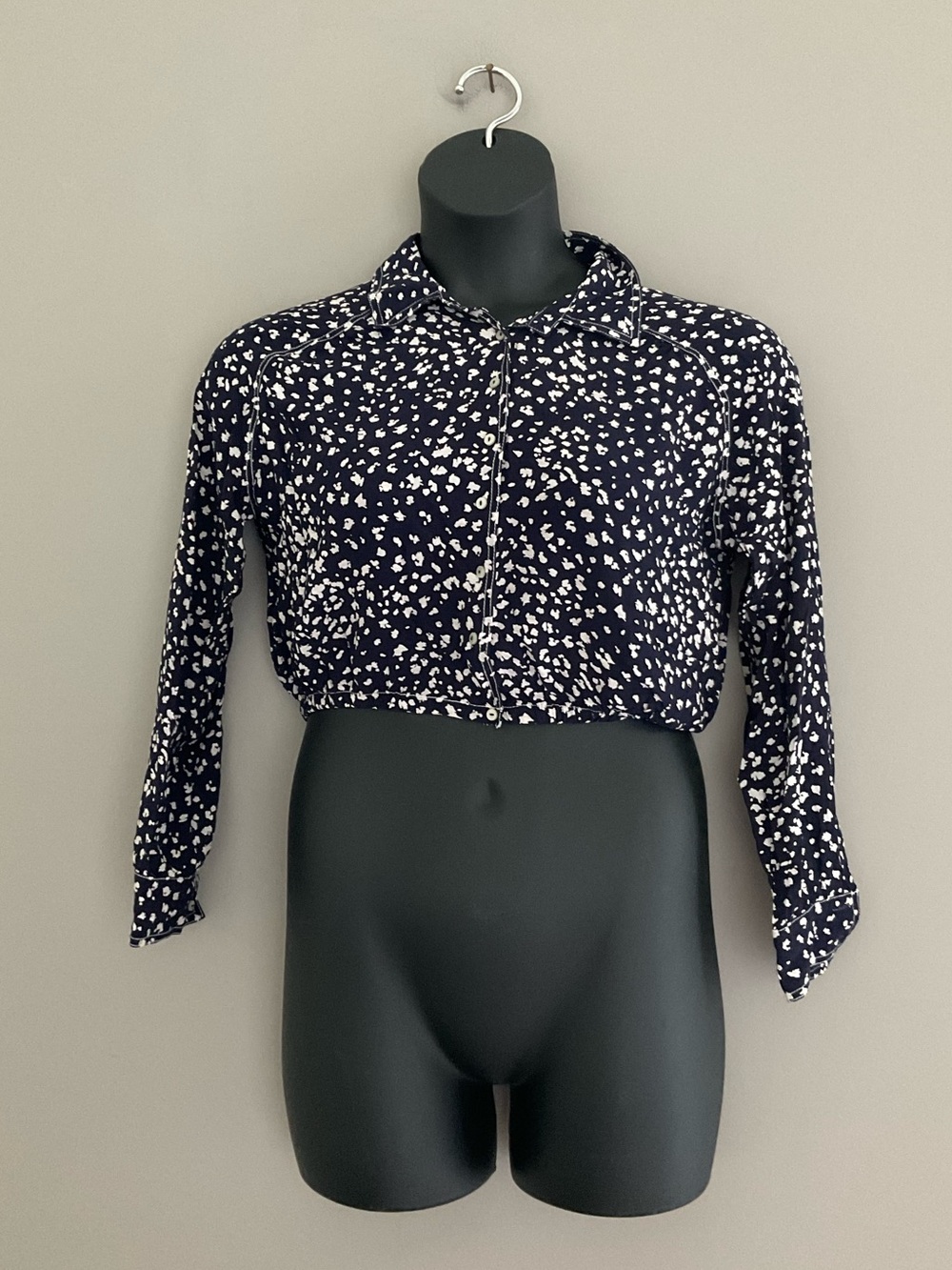 Free People, Blue & White, Leopard Print, cropped Blouse
